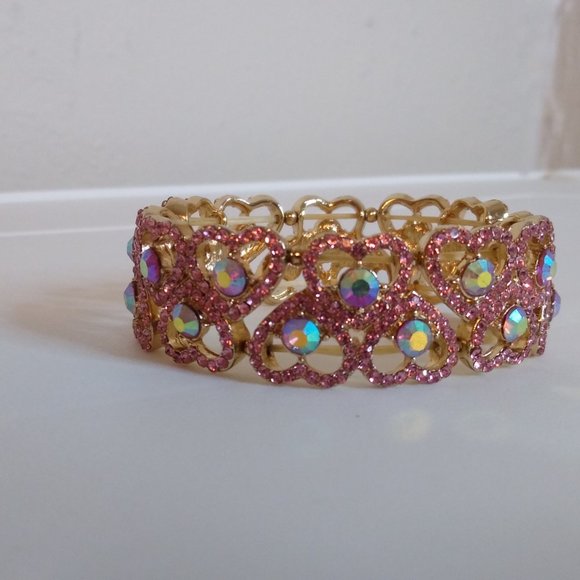 Pink Heart Stretch Bracelet - Picture 2 of 6